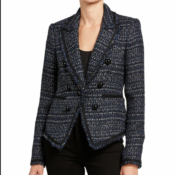 Veronica Beard Navy Cooke Dickey Metallic Lurex Tweed Jacket Blazer - Picture 1 of 11